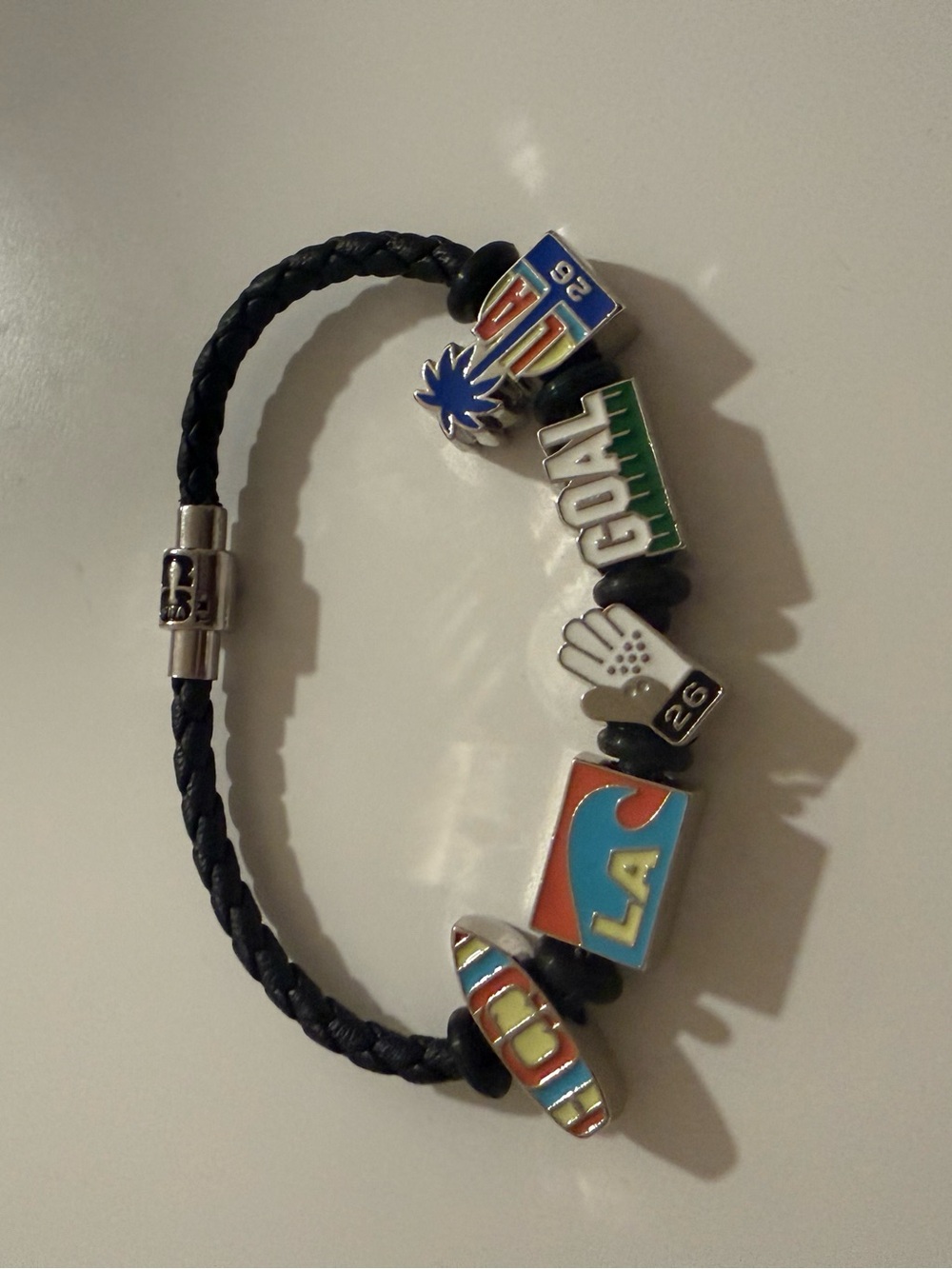 FIFA Braided Leather Los Angeles Charm Bracelet